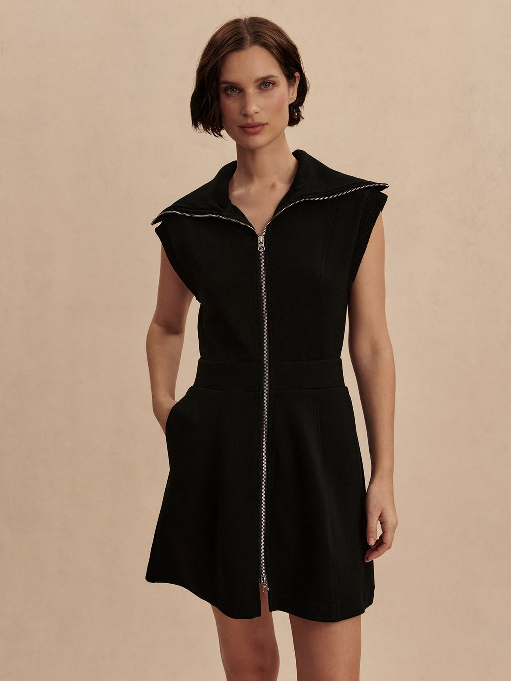 Varley Rebecca Zip Through Dress - Black