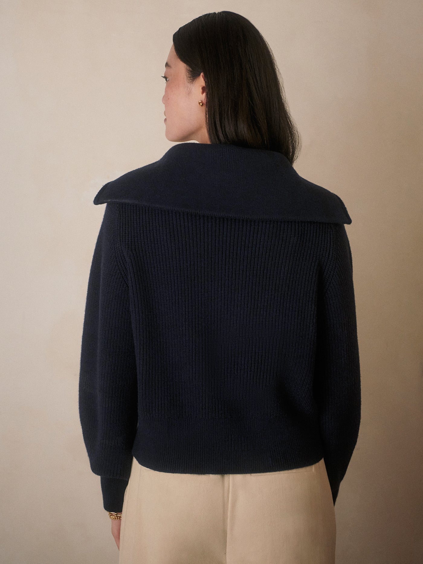 Varley Maura Half Zip Rib Knit - Navy