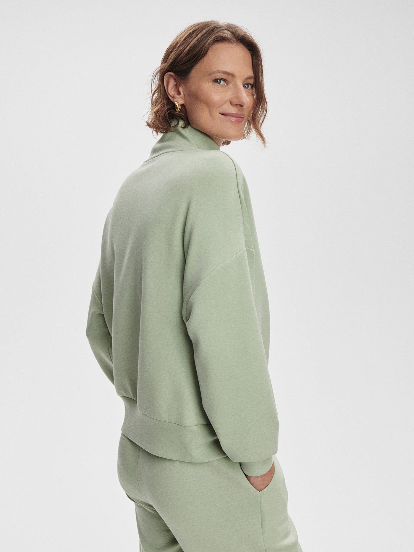 Varley Hawley Half Zip Sweat - Snow Sage