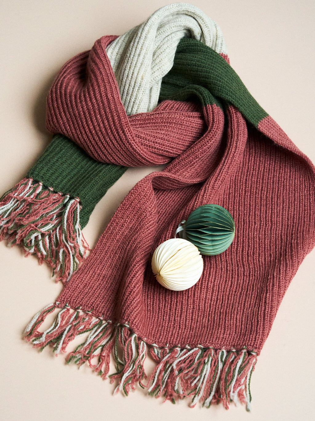 Komodo Alexa Lambswool Scarf - Rose Stripe