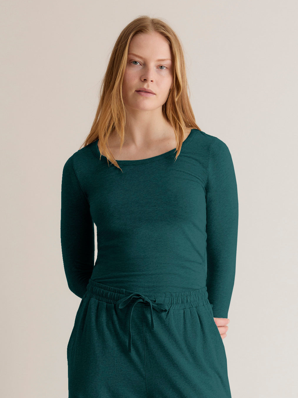 Komodo Darcey Long Sleeved Organic Cotton Top - Teal