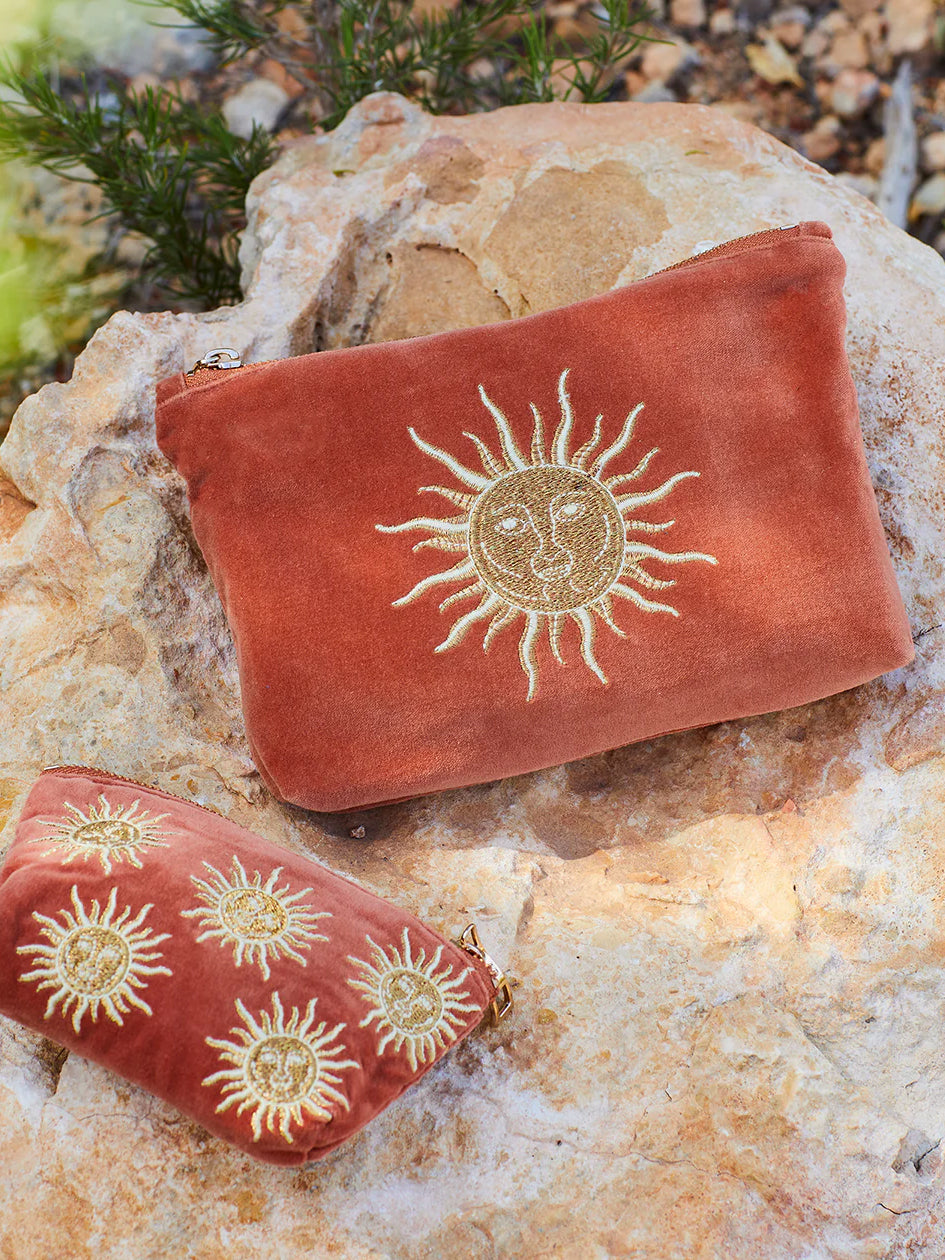 Elizabeth Scarlett Velvet Mini Pouch - Rust Sun Goddess
