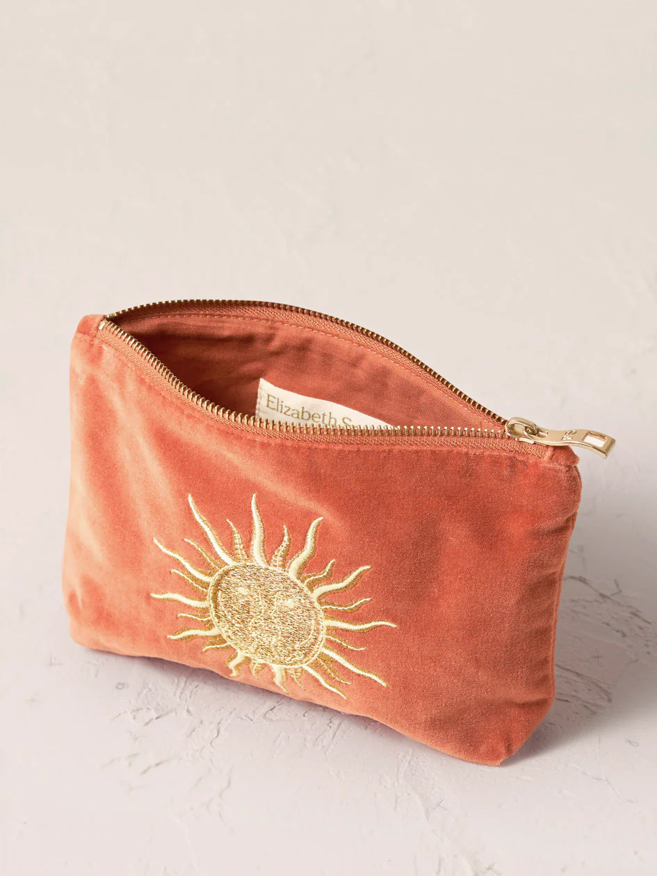 Elizabeth Scarlett Velvet Mini Pouch - Rust Sun Goddess