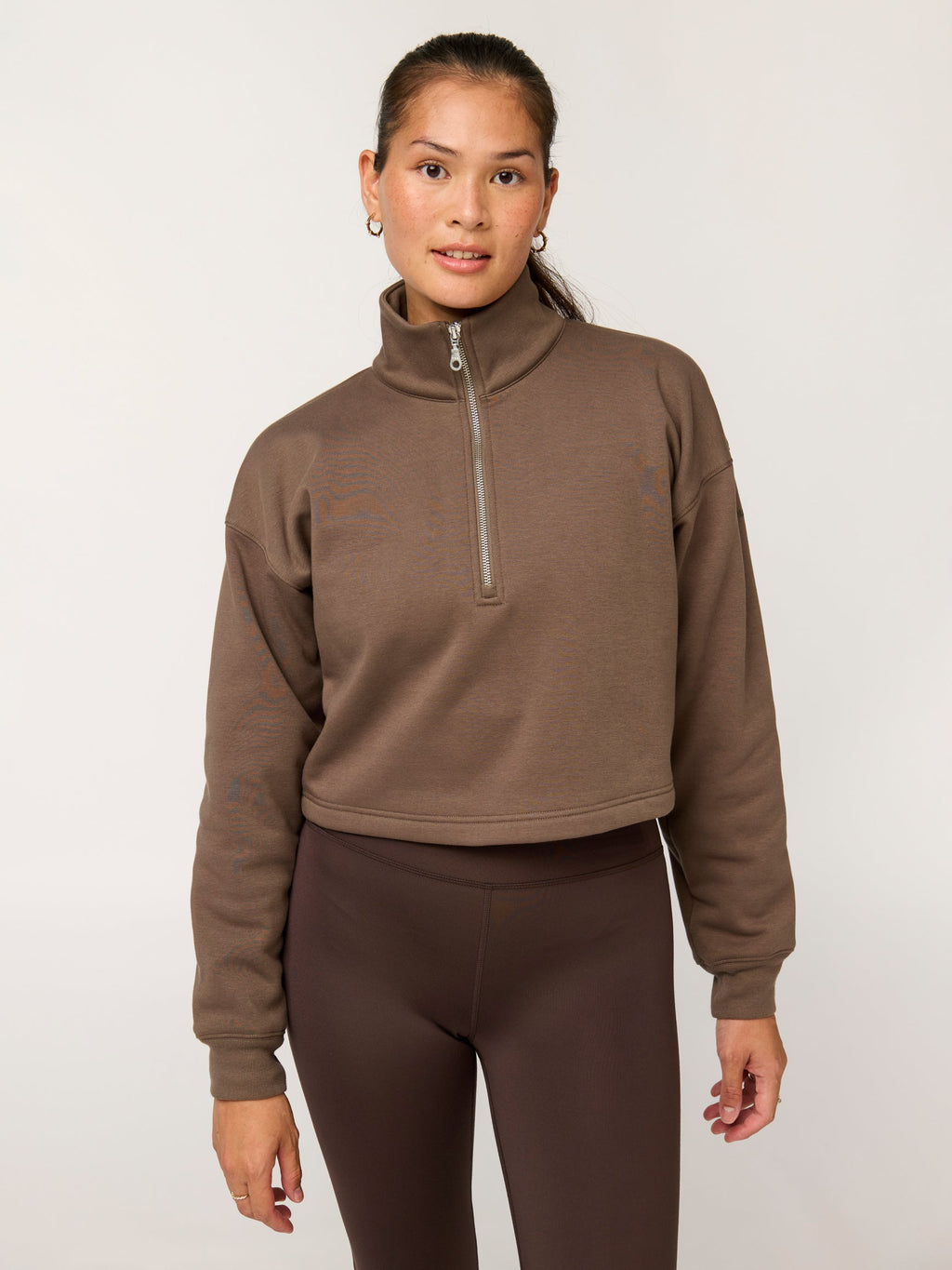 Girlfriend Collective Vega Half Zip Sweatshirt - Mink