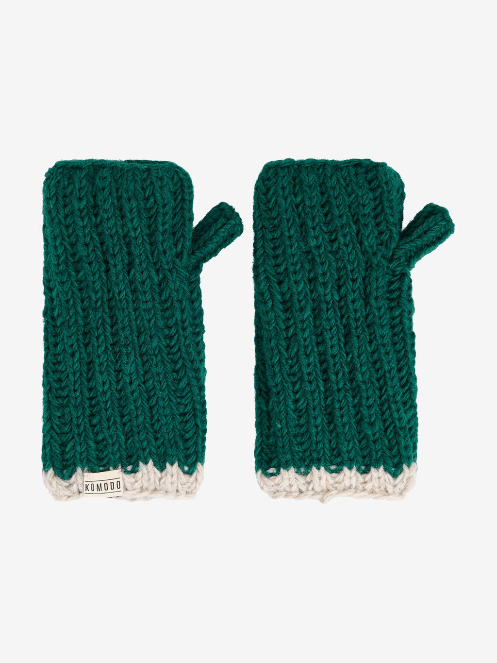 Komodo Rafi Rib Lambswool Mitten - Evergreen