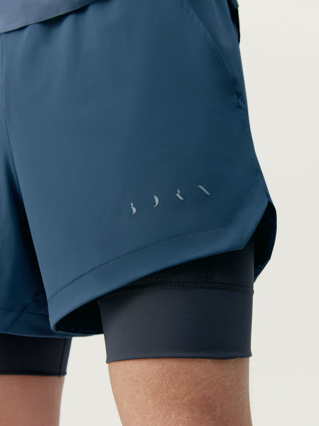 Born Living Yoga Mashu Double Layer Short - Denim/Road Grey