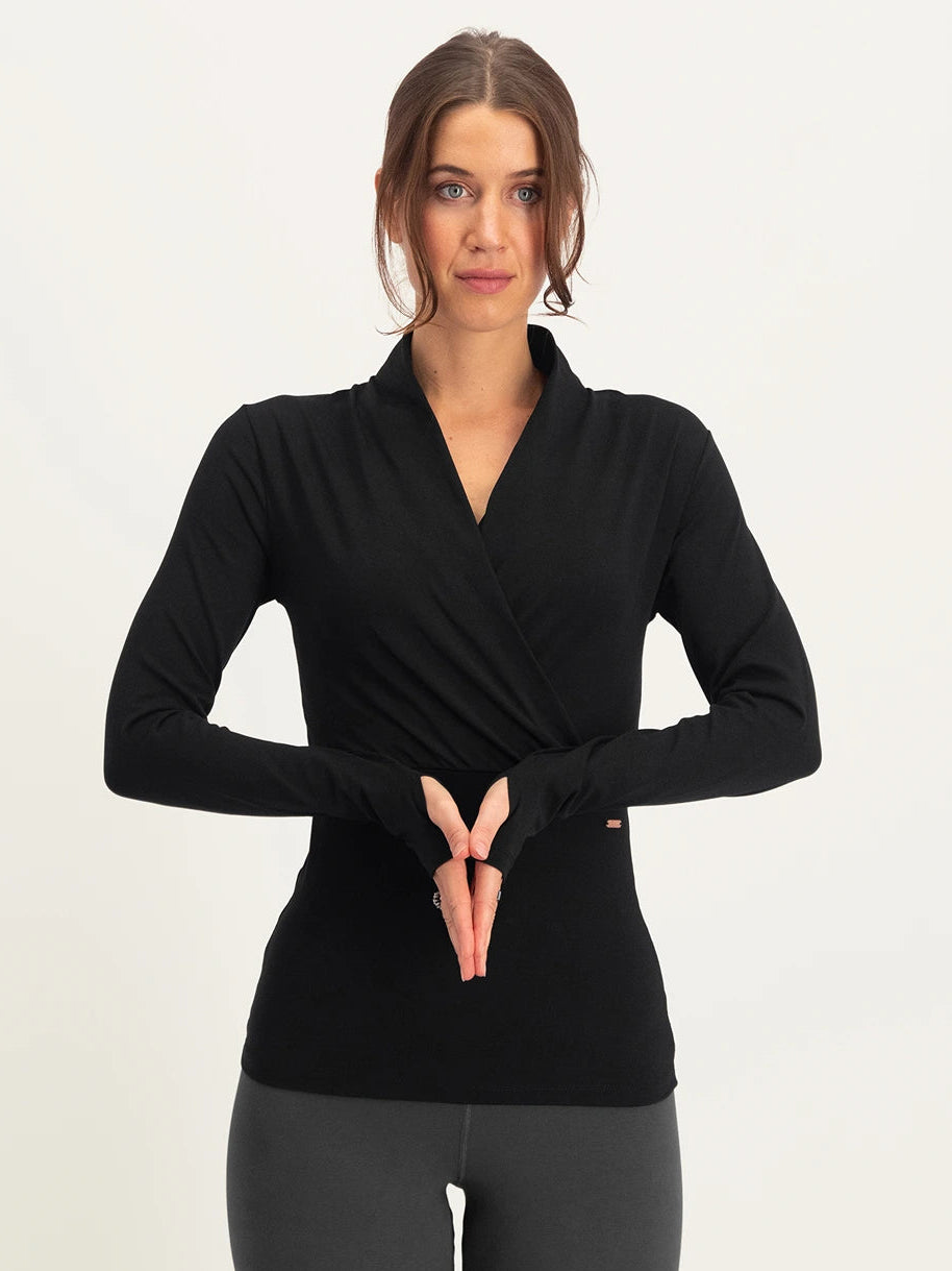 Urban Goddess Ishtar Long Sleeve Yoga Top - Onyx Black