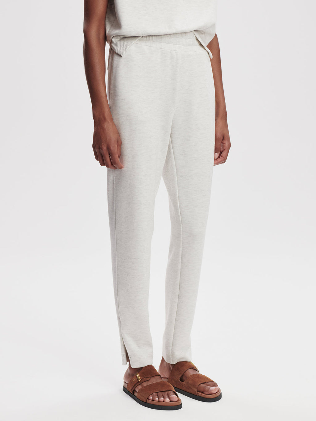Varley The Slim Zip Hem Pant 29.5 - Ivory Marl