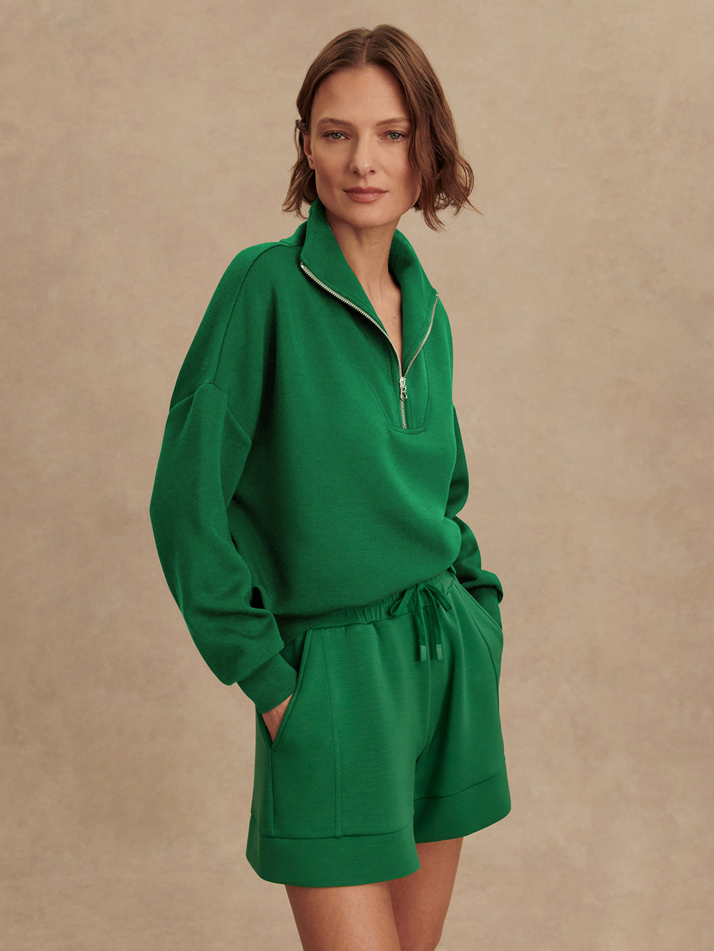 Varley Hawley Half Zip Sweat - Verdant Green