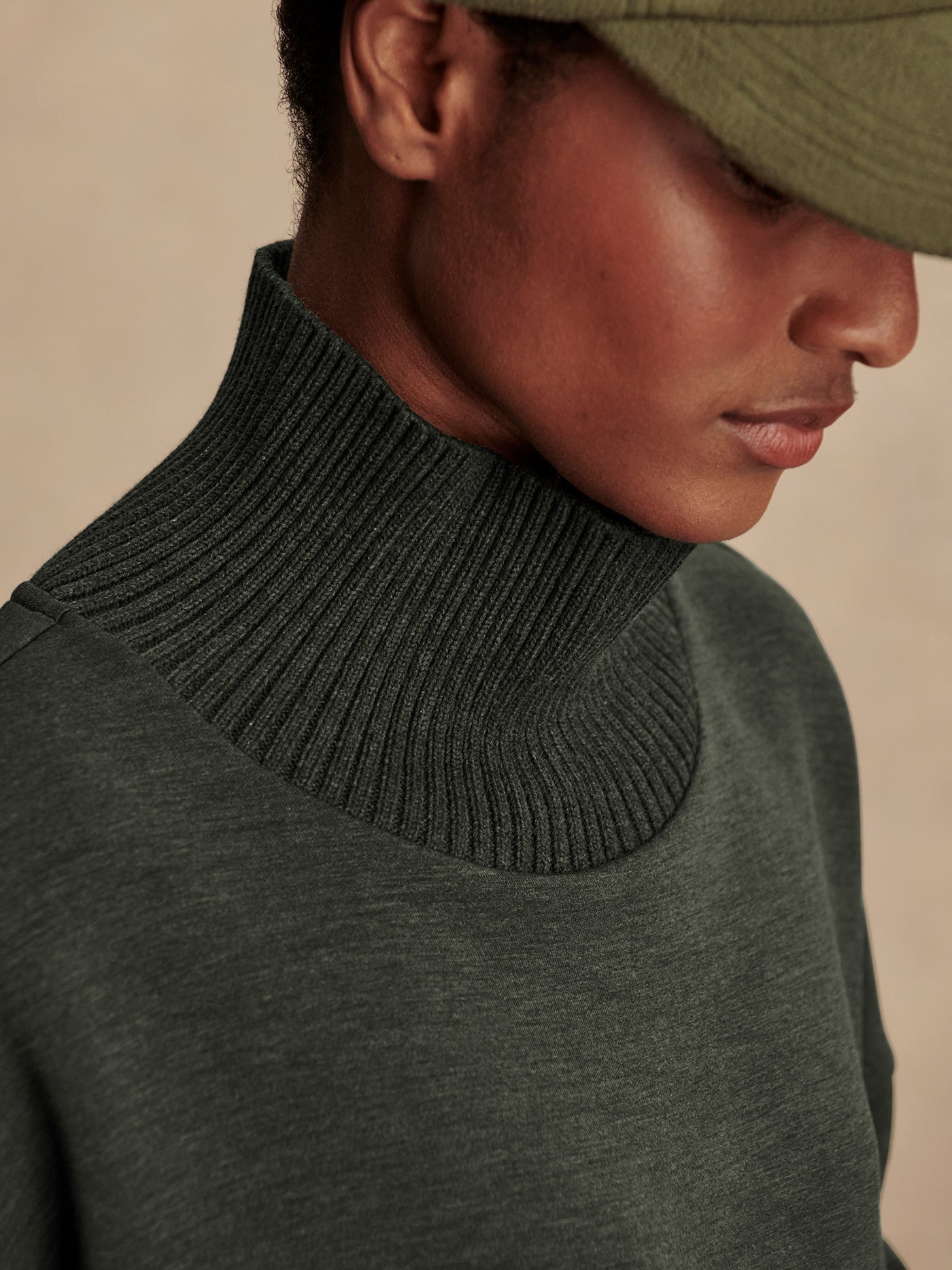 Varley Barker High Neck Sweat - Olive Marl